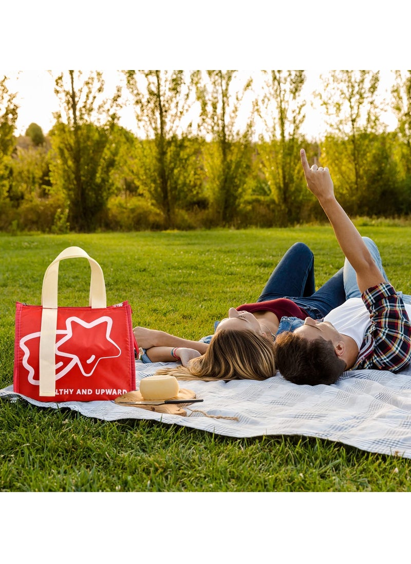 SYOSI Insulated Lunch Bag, Thermal Lunch Tote Bag Waterproof Foldable Lunch Bag Leak-Proof Outdoor Picnic Bag for Women Men Children (Red)