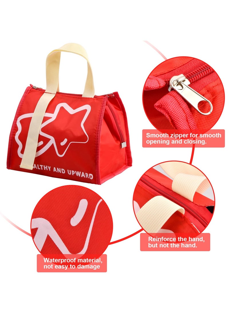 SYOSI Insulated Lunch Bag, Thermal Lunch Tote Bag Waterproof Foldable Lunch Bag Leak-Proof Outdoor Picnic Bag for Women Men Children (Red)