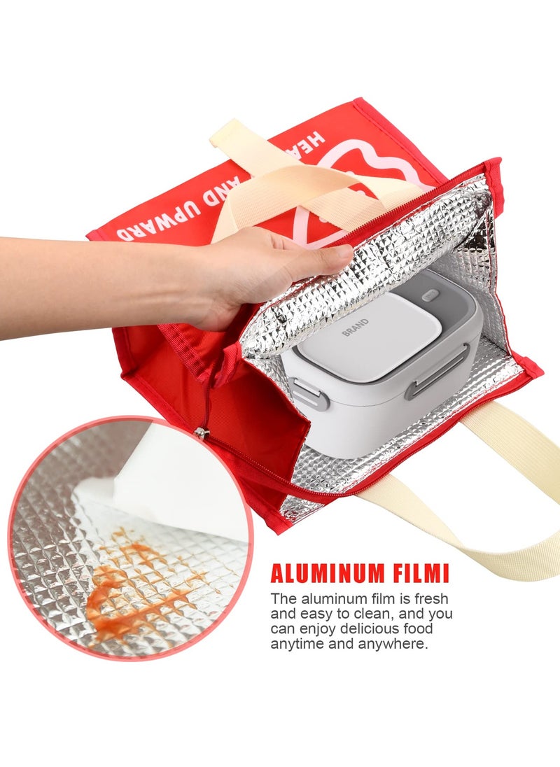 SYOSI Insulated Lunch Bag, Thermal Lunch Tote Bag Waterproof Foldable Lunch Bag Leak-Proof Outdoor Picnic Bag for Women Men Children (Red)