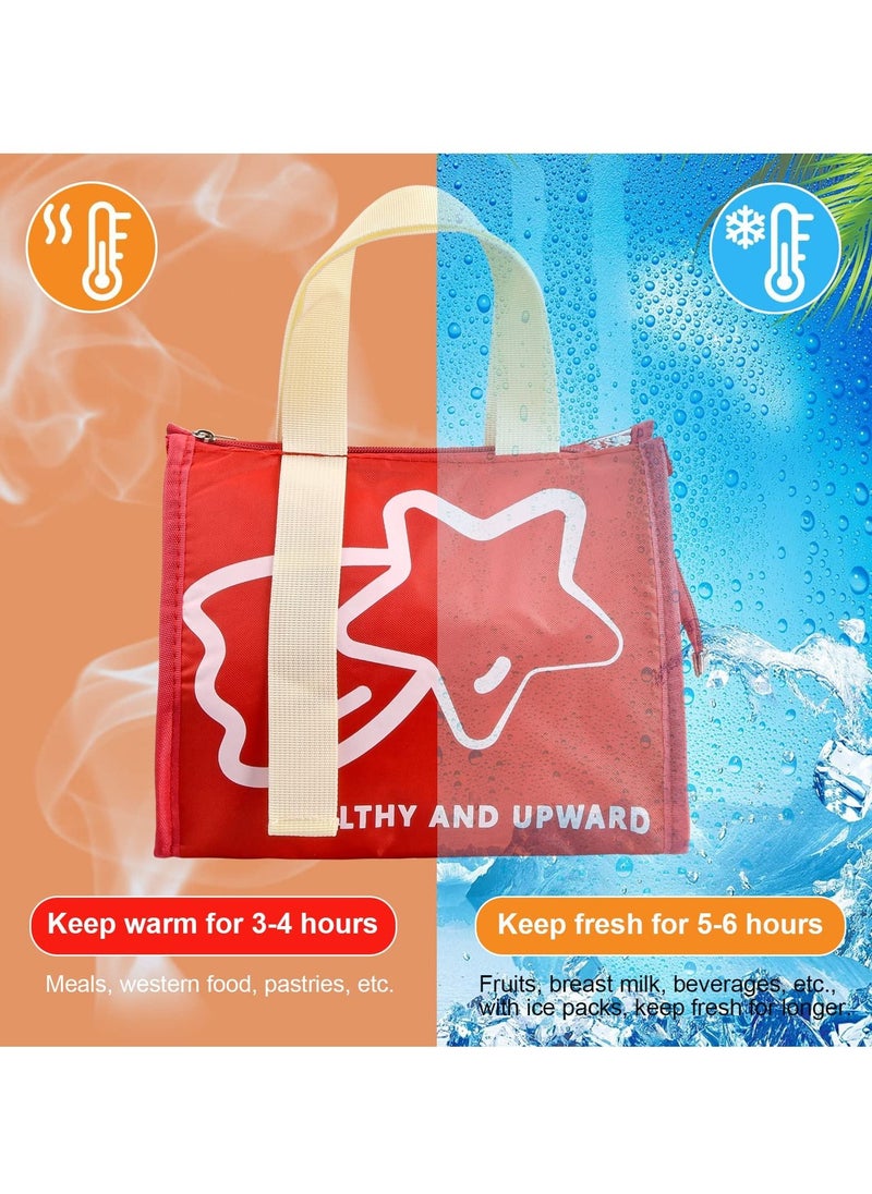 SYOSI Insulated Lunch Bag, Thermal Lunch Tote Bag Waterproof Foldable Lunch Bag Leak-Proof Outdoor Picnic Bag for Women Men Children (Red)