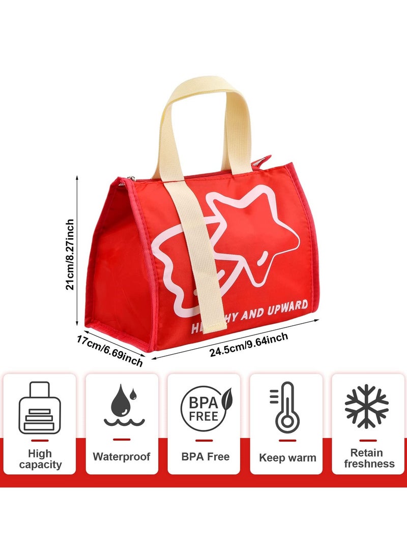 SYOSI Insulated Lunch Bag, Thermal Lunch Tote Bag Waterproof Foldable Lunch Bag Leak-Proof Outdoor Picnic Bag for Women Men Children (Red)