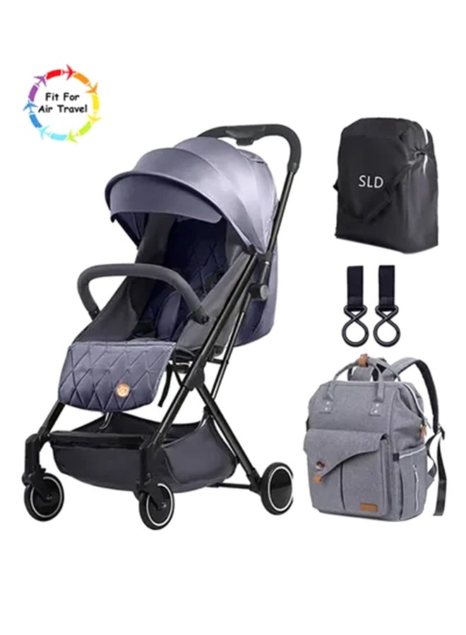 Travel Lite Stroller With Alameda Diaper Backpack - Large With Hooks Grey