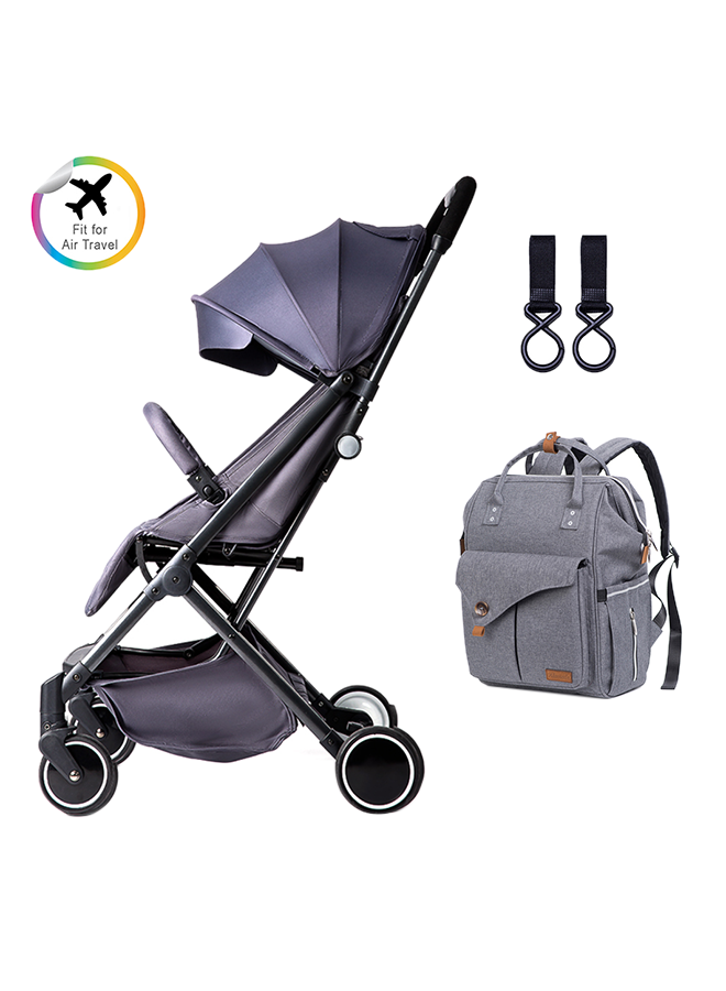 Travel Lite Stroller With Alameda Diaper Backpack - Large With Hooks Grey