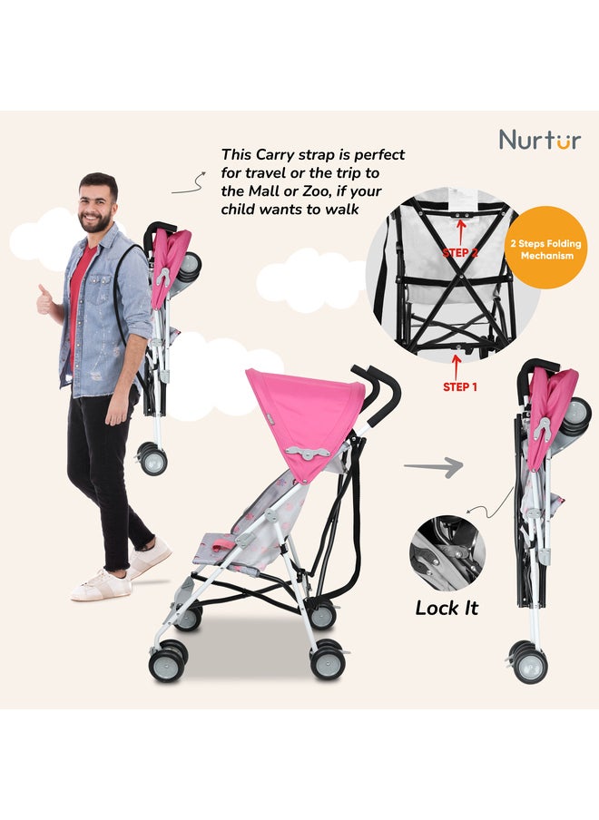 Multicolour Lightweight Rex Buggy Stroller With Compact Foldable Canopy, Shoulder Strap For 6-36 Months