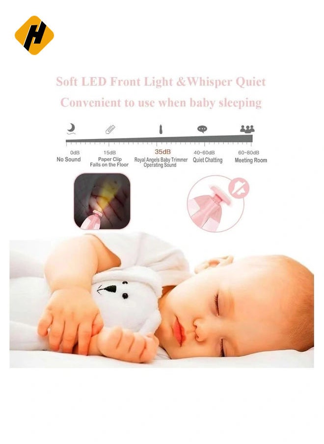 Baby Nail File Electric Nail Trimmer File Manicure Set, Toes Fingernails Care Trimmer with LED Light for Newborn, Kids and Adults
