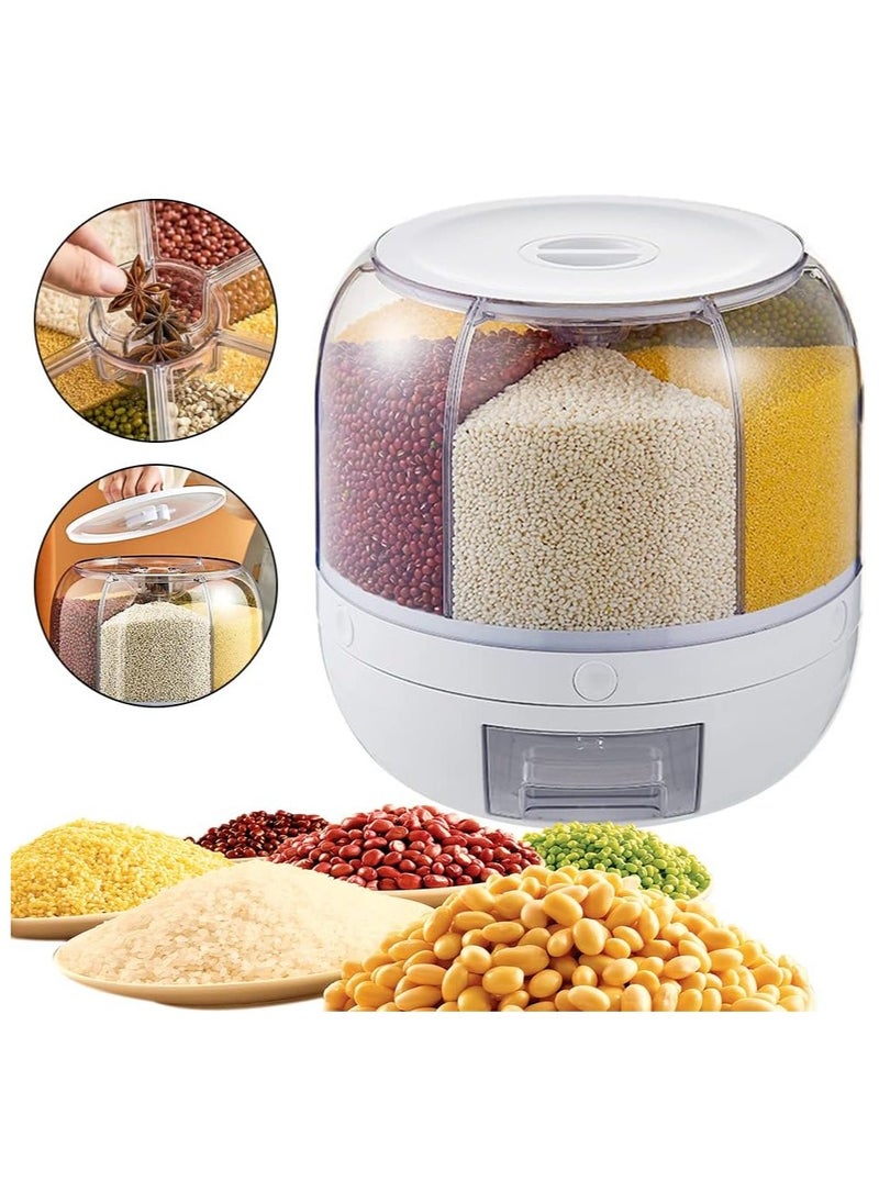 MP Grain Storage Container Dispenser, 22Lbs rice dispenser rotating, 360° rotating food dispenser One-Click Output rice Storage Round Grain Dispenser Kitchen for Small Grains, Beans, Rice