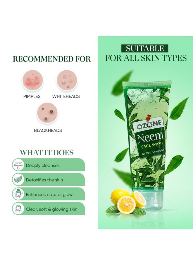 Neem Face Wash | Enriched With Neem, Aloe Vera, Lemon & Clove | For Deep Cleansing, Anti-Pollution, Soft, Smooth & Glowing Skin | For Men & Women | 100Ml (Pack Of 3)