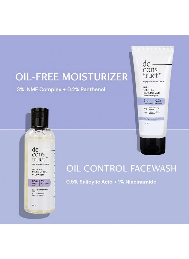 Daily Oil Free Cleanse & Hydrate Duo - Oil Control Face Wash + Oil- Free Moisturiser | Oil-Free And Hydrated Skin | Oily Acne Prone Skin