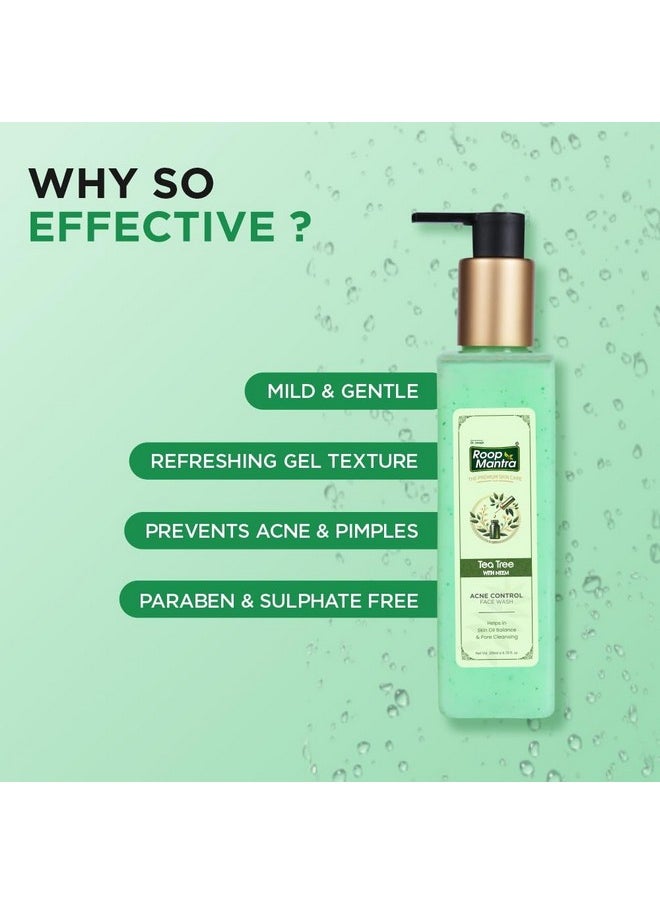 Premium Tea Tree With Neem Face Wash For Acne & Pimples -200Ml |Face Wash For Controlling Acne |Skin Oil Balance|Gently Cleanses|Suitable For All Skin Types