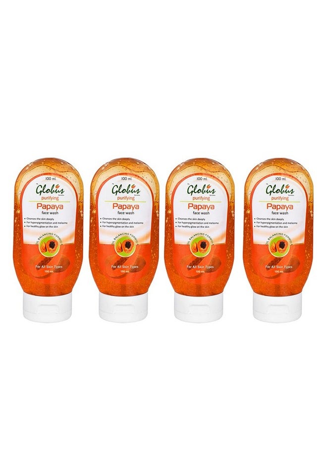 Globus Papaya Purifying Face Wash - 100 Ml (Pack Of 4)