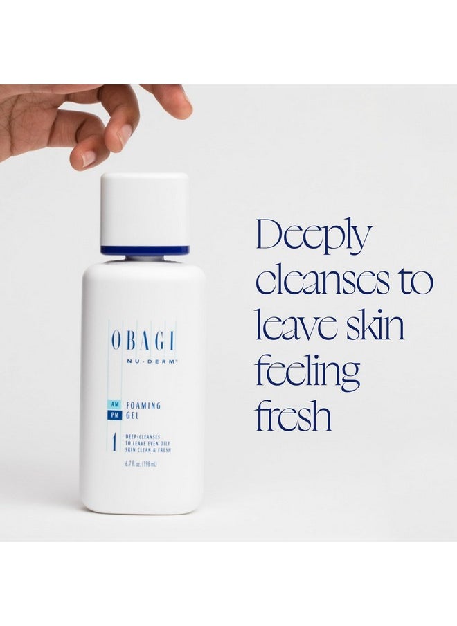 Obagi Nu-Derm Foaming Gel + Dark Spot Disruptor Trial Size - Cleanser Designed To Cleanse Pores & Remove Makeup, Dirt, & Excess Oil, 6.7 Oz & Serum That Brightens, Smooths & Soothes Skin, 2 Ml