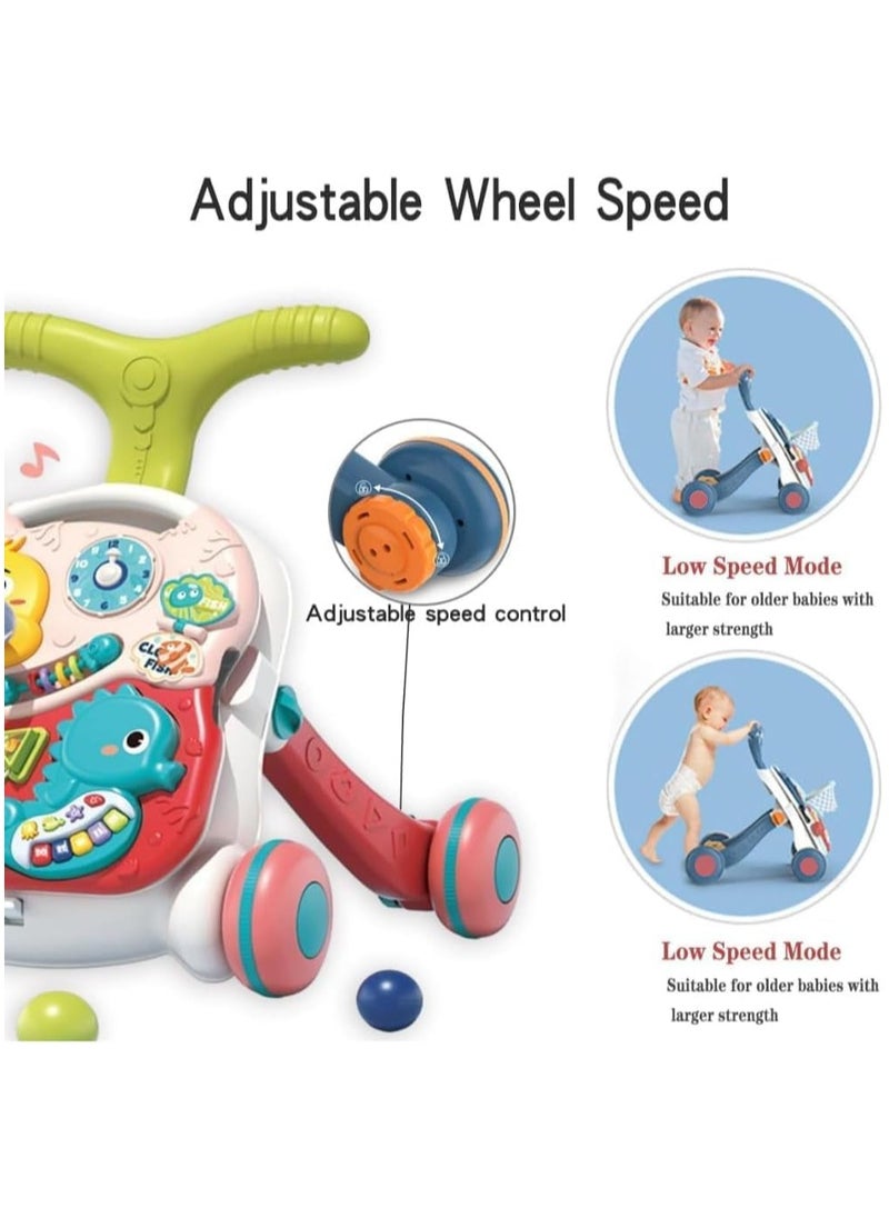 Classic Baby Push Walker | 3-in-1 Multifunctional Play Center | Push & Pull Toy with Shooting Ball & Activity Table | Musical Baby Walker with Lights & Sounds | Adjustable Baby Walker for Boys & Girls