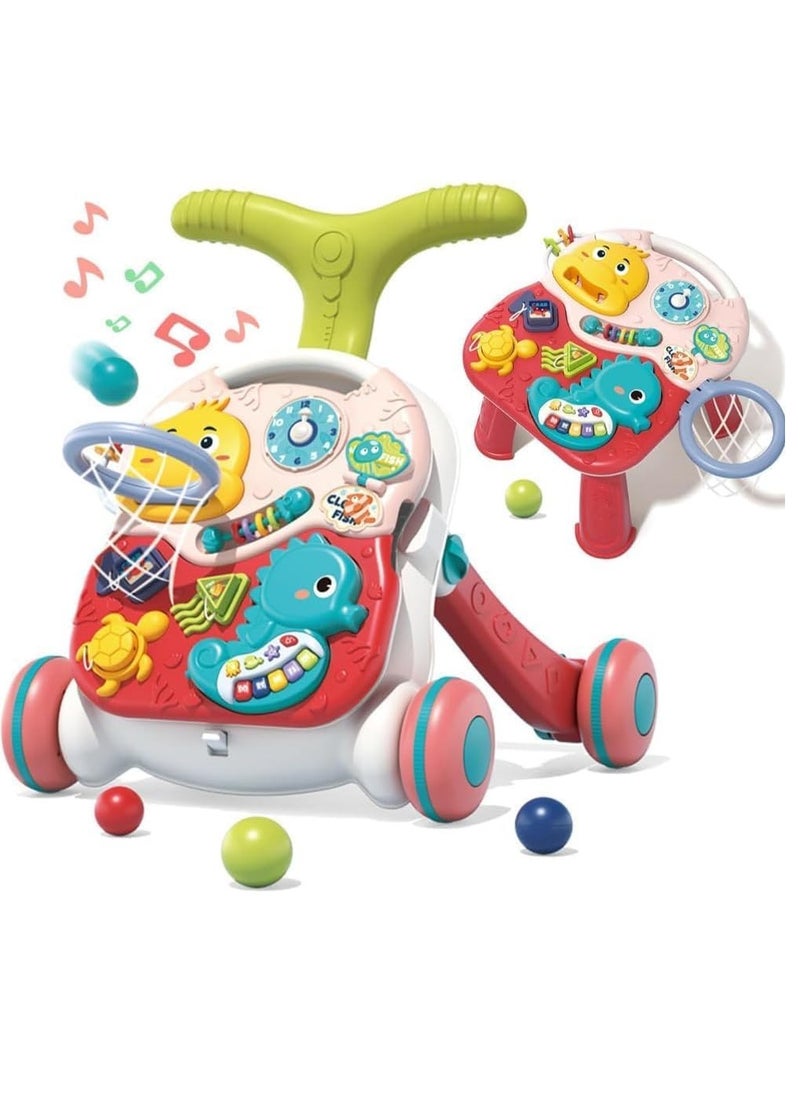 Classic Baby Push Walker | 3-in-1 Multifunctional Play Center | Push & Pull Toy with Shooting Ball & Activity Table | Musical Baby Walker with Lights & Sounds | Adjustable Baby Walker for Boys & Girls