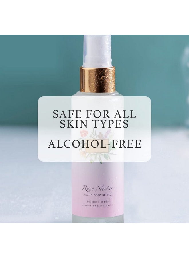 Rose Nectar Face & Body Spritz Toner | Alcohol Free Face Mist | Enriched With Rose, Lavender & Geranium | Soothe Skin, Balance Skin'S Ph Level & Brighten And Refresh Your Skin | 50Ml