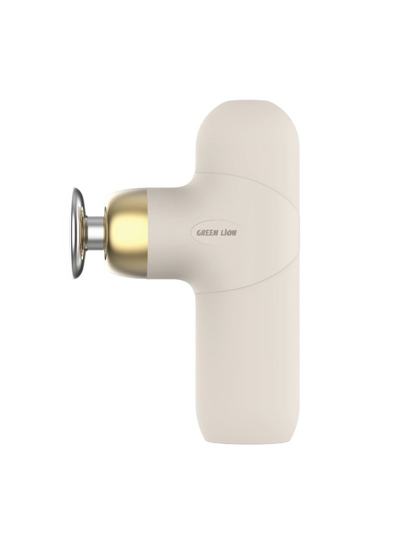 Premium 40W Portable Massage Gun / 50-55DB Noise / 4 Speed Dual Mode Gear / 1400-3000 RPM Range / Hot Compress / Strong Massage / Conical Head / Spherical Head / Clawed Head / Flat Head - Beige