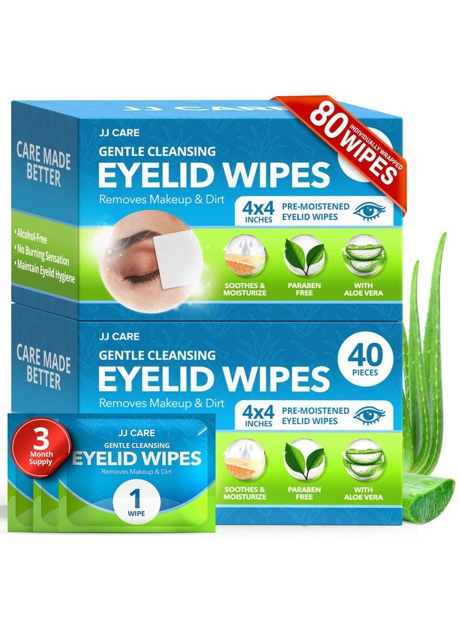 Eyelid Cleaning Wipes 80 Pcs, Individually Wrapped Eye Lid Scrubbing Wipes, Moisturizing Eye Wipes For Irritated, Itchy, And Dry Eyes, Hypoallergenic Eye Scrub Cleaning Pads