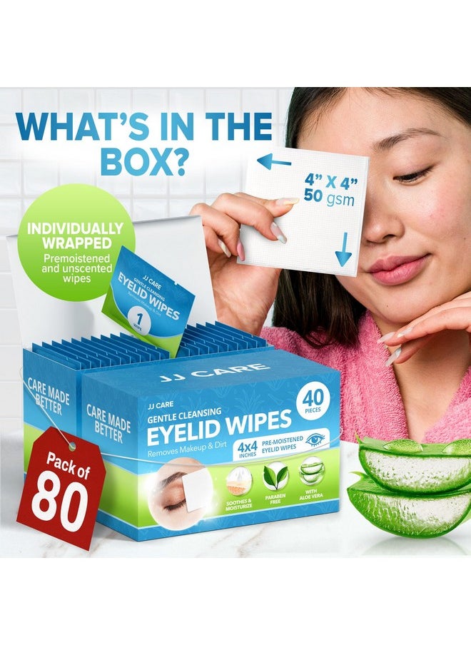 Eyelid Cleaning Wipes 80 Pcs, Individually Wrapped Eye Lid Scrubbing Wipes, Moisturizing Eye Wipes For Irritated, Itchy, And Dry Eyes, Hypoallergenic Eye Scrub Cleaning Pads