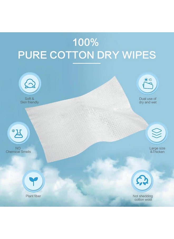 Disposable Cotton Face Towels Super Thick No Chemical Smells Wipes Hypoallergenic Makeup Remover Dry Suitable For All Skin Types Including (White, 100Count)