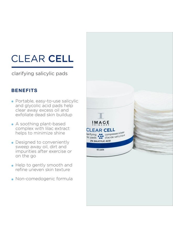 , Clear Cell Salicylic Clarifying Pads, Exfoliating Wipes To Clarify Pores For Oily Prone Skin, 60 Pads