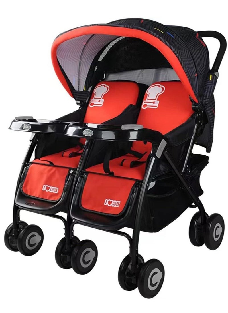 Baobaohao Twin Stroller - Red