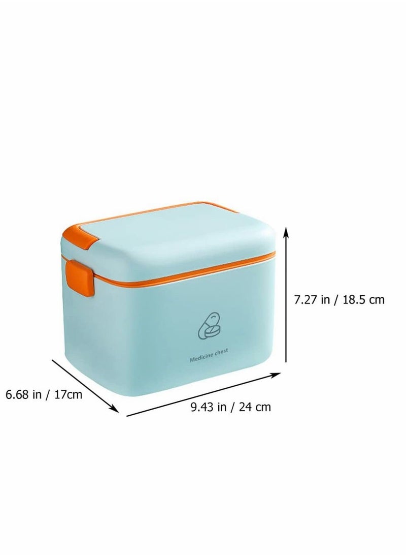 Family Medicine Storage Box Household Lockable Medication Box Multi Layer Family First Aid Box Medicine Organizer Sundries Container for Home Office S Light Blue