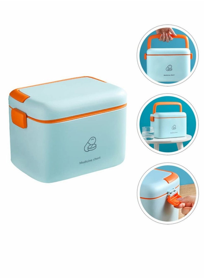 Family Medicine Storage Box Household Lockable Medication Box Multi Layer Family First Aid Box Medicine Organizer Sundries Container for Home Office S Light Blue