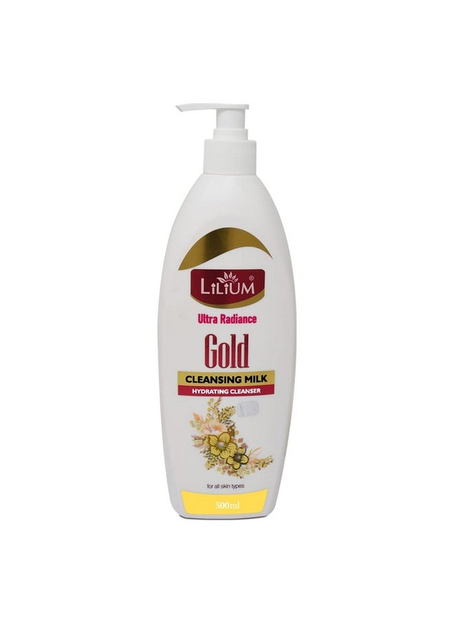 Herbal Gold Cleansing Milk 500 Ml, Ultra Radiance, Hydrating, Anti-Aging, Nourishing, Moisturizing, Skin Brightening & Soothing, Even Skin Tone, Make Up Remover, All Skin Types