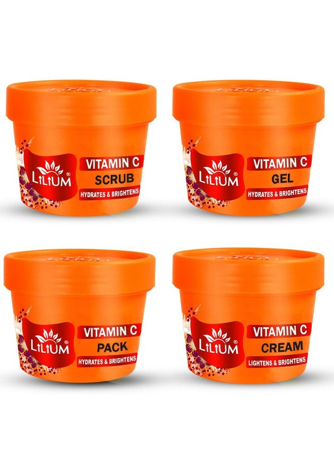 Vitamin C Facial Kit, 400G, 4 Step Deep Cleansing Hydrates & Brightens, Nourishing, Extra Glow, Oily & Dry Skin, Women & Men, All Skin Type Paraben & Sulfate Free, Pack Of 4