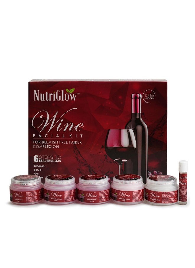 Wine Facial Kit For Women, 5 Steps For Glowing Skin, Restores Skin Nutrients Reduced Pigmentation All Skin Types- 250G+10Ml