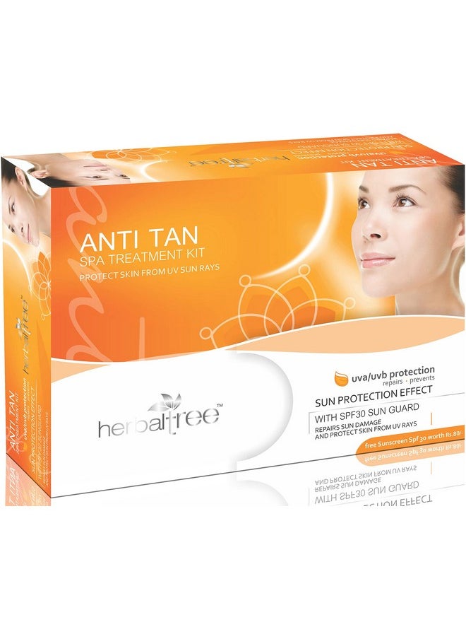 Herbaltree Anti Tan Facial Kit For Tan Removal, Dull Skin, Repair Sun Damage & Protect From Uv Rays With Anti Aging Effects For Skin Lightening| De Tan Facial Kit For Women & Men (420 Gm + 10 Ml )