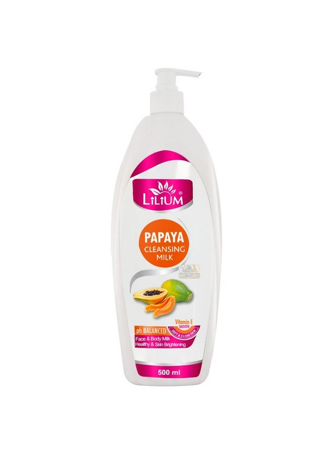 Herbal Papaya Cleansing Milk 500Ml, Soft & Smooth Skin, Deep Cleanse, Hydration, Brightening, Soothing, Radiant Complexion, Exfoliation, All Skin Types, For Women & Men