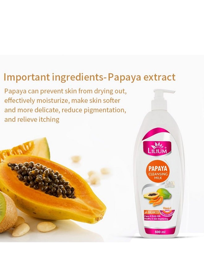 Herbal Papaya Cleansing Milk 500Ml, Soft & Smooth Skin, Deep Cleanse, Hydration, Brightening, Soothing, Radiant Complexion, Exfoliation, All Skin Types, For Women & Men