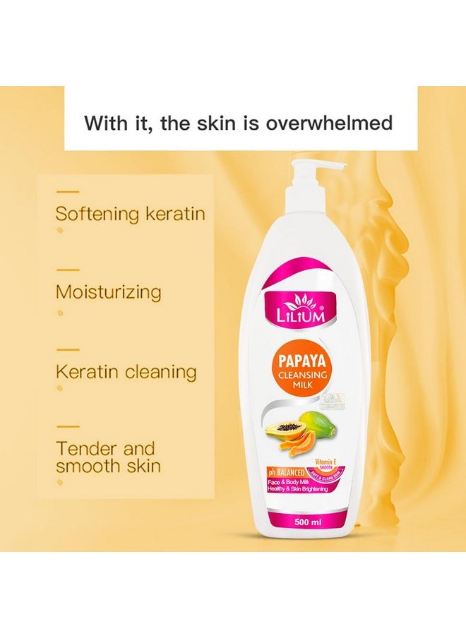 Herbal Papaya Cleansing Milk 500Ml, Soft & Smooth Skin, Deep Cleanse, Hydration, Brightening, Soothing, Radiant Complexion, Exfoliation, All Skin Types, For Women & Men