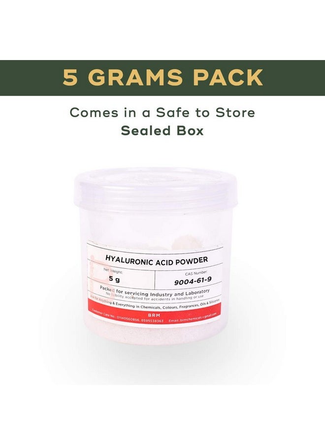 Hyaluronic Acid Powder - 5 Grams For Serum Making, Anti Ageing Beauty Formulations, Moisturizer & Lotion Making, Cosmetic Making & Diy Personal Care For Face, Hair, Skin & Body