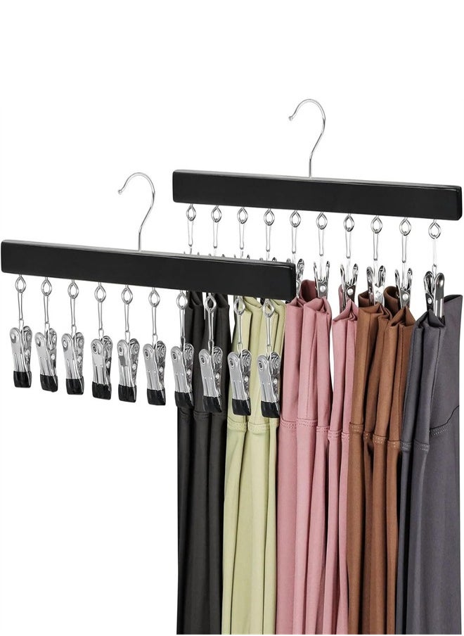 Legging Organizer for Closet, 2 Pack Pants Hangers Hat Racks with Clips, Holds 20 Leggings, Hats, Pants, Jeans, Scarves, Hanging Space Saving Holder Closet Organizer