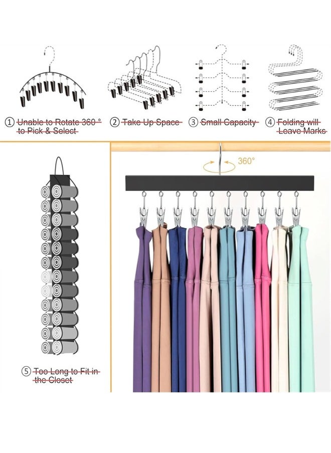 Legging Organizer for Closet, 2 Pack Pants Hangers Hat Racks with Clips, Holds 20 Leggings, Hats, Pants, Jeans, Scarves, Hanging Space Saving Holder Closet Organizer