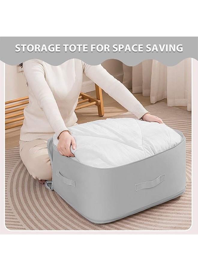 Ultra Space Saving Self Compression Organizer, Heavy Duty Moving Bags, Storage Tote for Space Saving, Self Compressing Moving Clothes Organizer Bags for Comforters Clothes Bedding (Grey, X-Large)