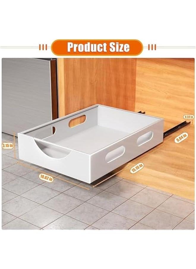 Pull Out Cabinet Organizer Fixed With Adhesive Nano Film,Heavy Duty Storage and Organizer Sliding Drawer Pantry Shelves,Pull Out Cabinet Organizer for Kitchen,Living Room,Bathroom,Home (White)
