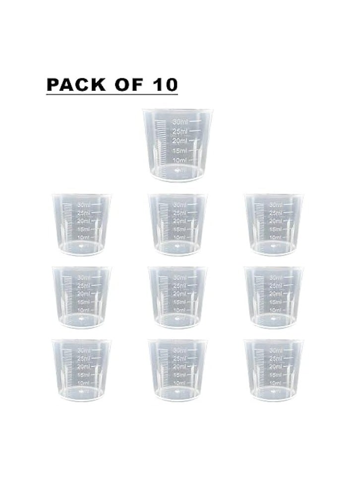 Set of 10 Reusable Medicine Cups | 1oz. (30ml) Graduated Plastic Cups with Easy-to-Read Measurements | Non-Toxic and Durable Design | Ideal for Accurate Medication Dosage, Supplements