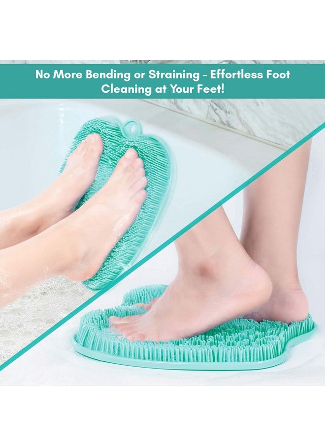 Foot Scrubber Mat Cleans, Smooths, Exfoliates & Massages Your Feet Without Bending, Improve Foot Circulation & Soothe Achy Feet, Green