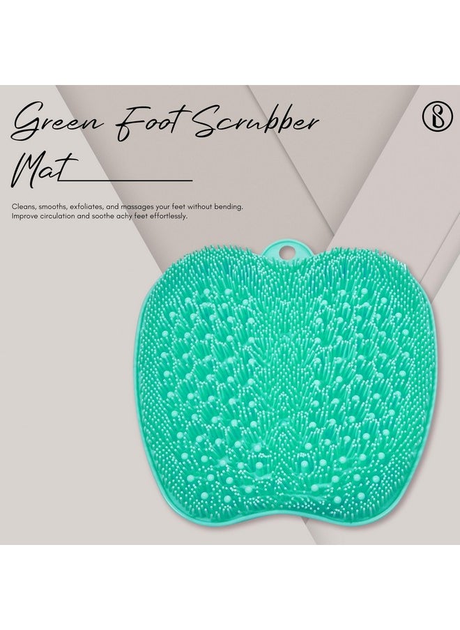 Foot Scrubber Mat Cleans, Smooths, Exfoliates & Massages Your Feet Without Bending, Improve Foot Circulation & Soothe Achy Feet, Green