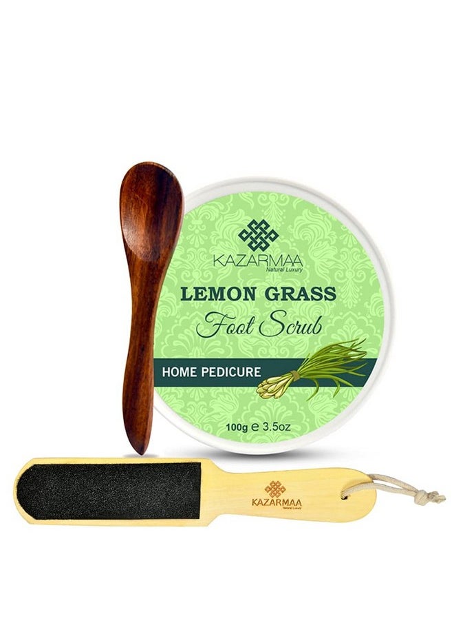 Lemon Grass Foot Scrub For Home Pedicure For Removal Of Dead Skin And Moisturised Feet -100G And Foot Scrubber Tool