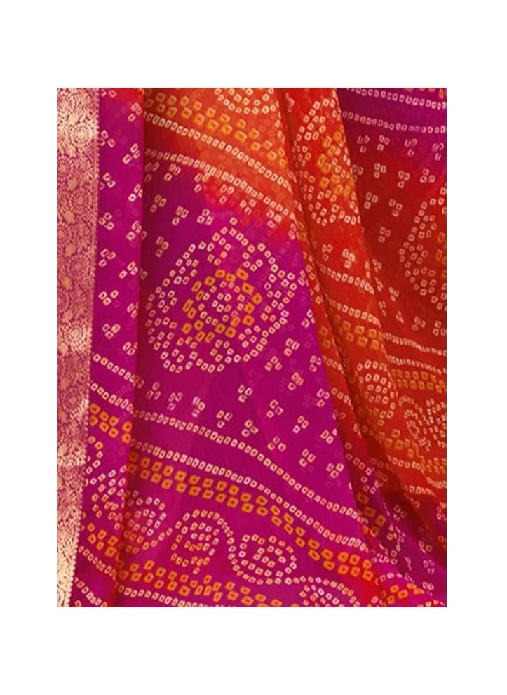 Women's Bandhani Printed Chiffon Saree with Blouse