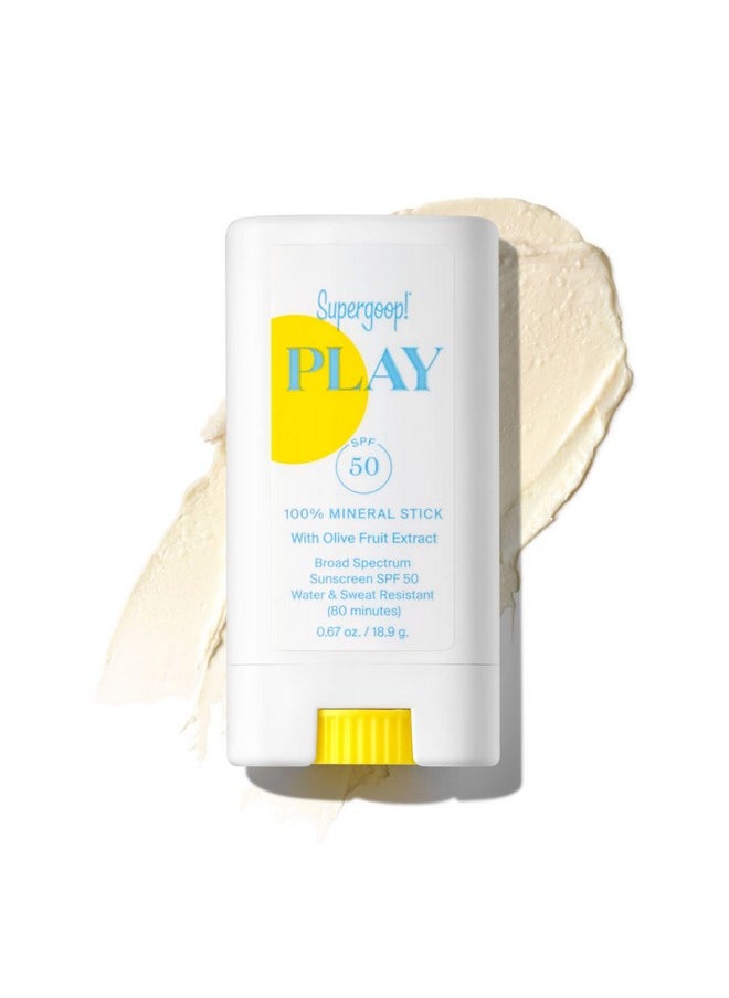 Play 100% Mineral Stick Spf 50, 0.67 Oz - On-The-Go Broad Spectrum Face Sunscreen For Sensitive Skin - Water Resistant - Vegan - Clean Ingredients