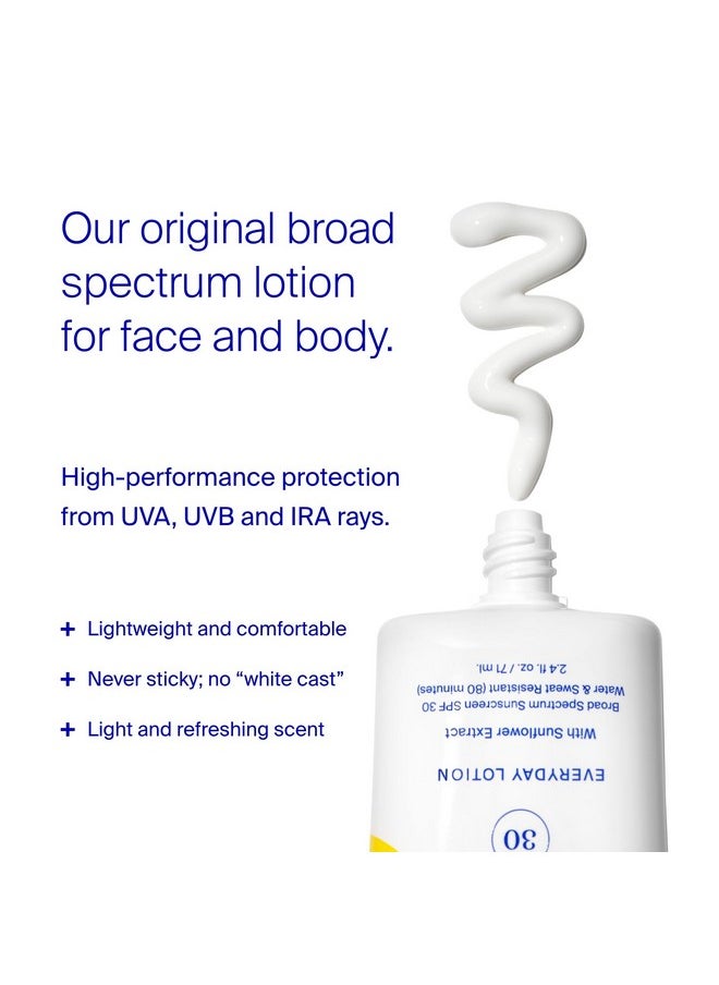 Play Everyday Spf 30 Lotion, 2.4 Oz - Broad Spectrum Sunscreen For Sensitive Skin - Water & Sweat Resistant Body & Face Sunscreen - Clean Ingredients - Great For Active Days