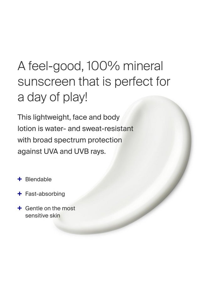 Play 100% Mineral Lotion - 3.4 Fl Oz - Broad Spectrum Spf 50 Sunscreen For Face & Body - Lightweight, Fast Absorbing + Water-Resistant - With Green Algae