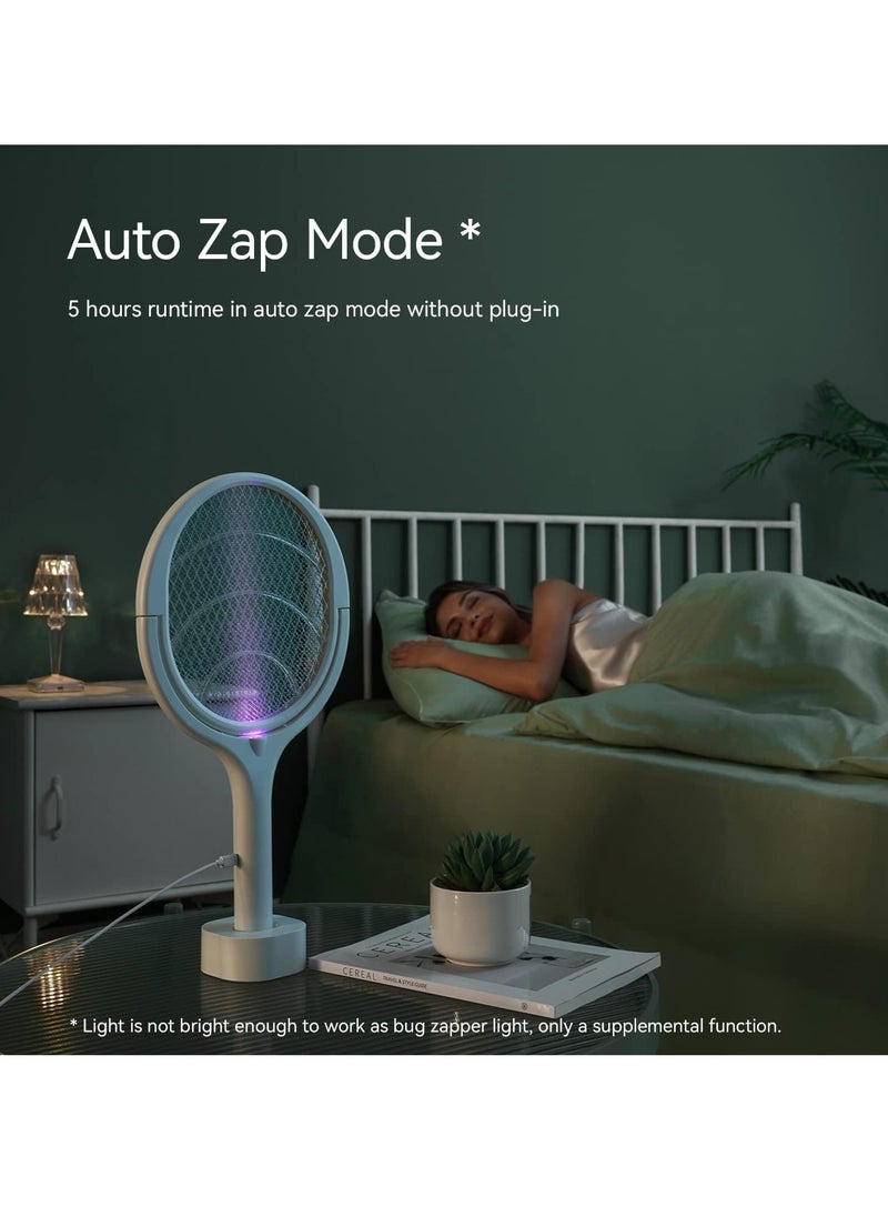 Bug Zapper Electric Fly Swatter Racket Racket Mosquito Zapper Rotating Head Rechargeable Indoor Bug Zapper Fruit Fly Zapper Spider Killer Gnat Trap Wasp Catcher with a Telescopic Extension Wand