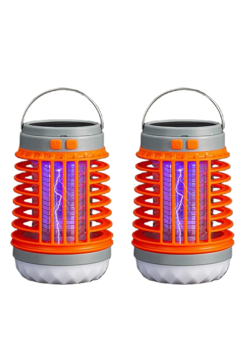 2024New Mosquito Zapper Solar Bug Zapper Light Bulb 3 in 1 Mosquitoes Zapper USB Rechargeable Camping Light IPX6 Waterproof Portable Zap Tek Bug Zapper Outdoor  Indoor 2 Pack