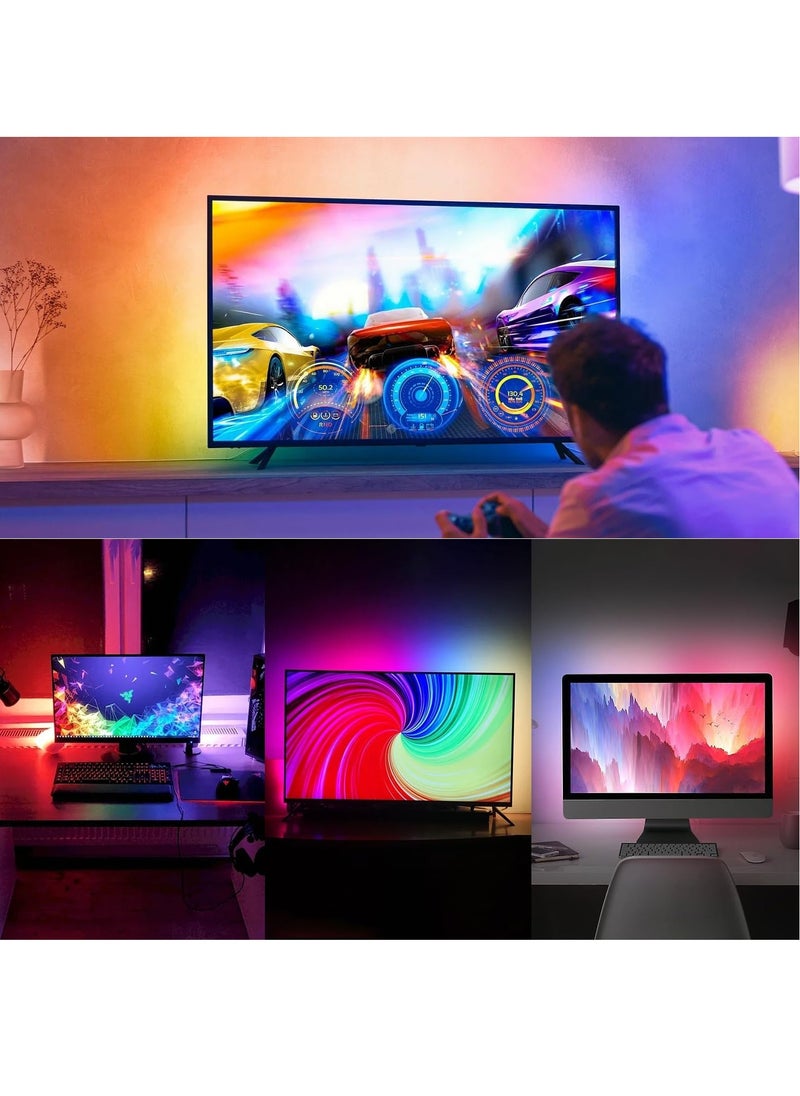 RGB Backlight for 27 Inches Computer Monitor, Yakiter LED Strip Light Sync with Screen Color & Music for Games Movies etc, Software Control, USB Powered