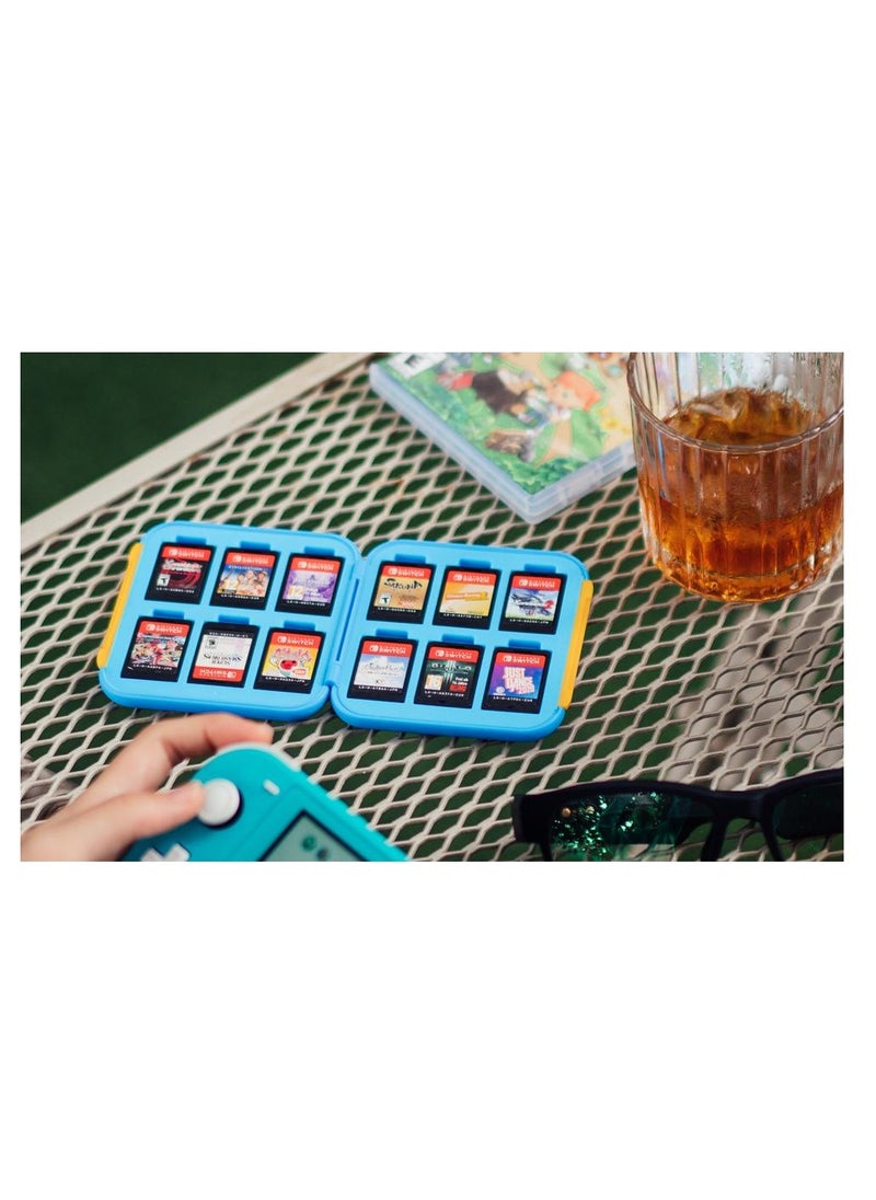 Blue Card Case for Nintendo Switch 12 in 1 Magnetic Storage for Game and Micro SD Cards